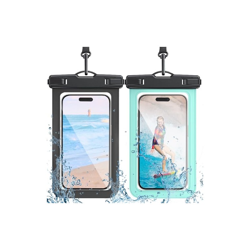 2 Pack Waterproof Phone Pouch with Adjustable Lanyard