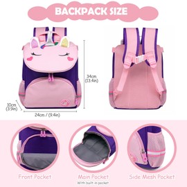 LJCZKA School Bags for Girls, Toddler Backpack Girls with Chest Strap, Children's Backpack Toddlers Rucksack Water Resistant for Age 3-6