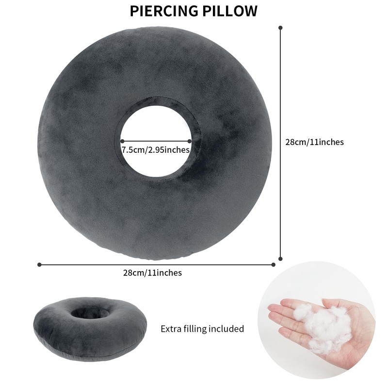 Ear Piercing Pillow with Removable Pillowcase, Adjustable Padding Side Sleeper