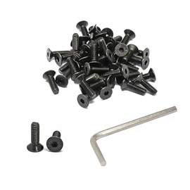 iexcell 50 Pcs M6 x 20mm Thread Pitch 1 mm Alloy Steel 12.9 Grade Hex Socket Flat Head Cap Screws Bolts Kit, Black Oxide Finish