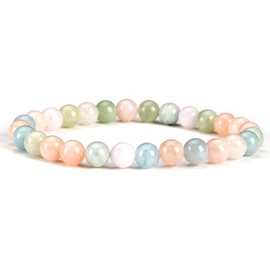 Cherry Tree Collection - Small, Medium, Large Sizes - Gemstone Beaded Bracelets For Women and Men - 6mm Round Beads (Multi-Beryl - Medium)