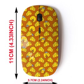 mouse inalámbrico 2.4G con bonito diseño de patrón para todos los portátiles y computadoras de computadora con nano receptor, mouse y queso de mano