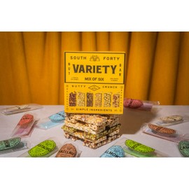 South 40 Snacks Crunchy Nut Bars, Mix of 6 Variety Pack, Touch of Honey, Natural Protein (40g Bar, Pack of 12)