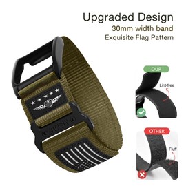 Abanen Rugged Nylon Sport Wristband with Alloy Bumper Compatible with Whoop 4.0, Sport Strap with Stars-Stripes Flag for Whoop 4.0 Band (Moss Green)