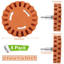 MIVIDE 4PCS Decal Remover Eraser Wheel Tool Kit, 4inch Rubber Power Drill Attachment Car Adhesive, Pinstripe, Sticker, Vinyl Removal Tool Set with Drill Adapter for Cars, RV, Boats