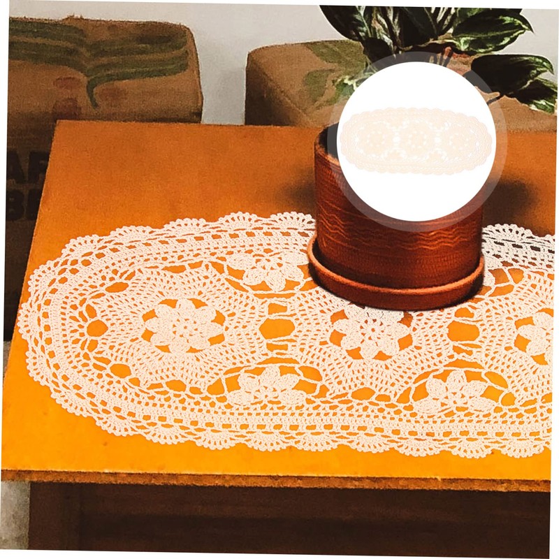 CAXUSD Cotton Crochet Rustic Table Runner Decorative Doily for Parties