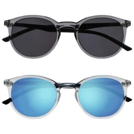 OPULIZE Met 2 Pack Large Mens Womens Grey Clear Black Arms Reading Sunglasses UV400 SS60-7C +3.50