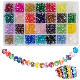 Gxadwzy Glasperlen Kristall Glas Perlen Zum Basteln 8 mm mit 28-Gitter Aufbewahrungsbox für Schmuckherstellung