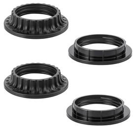 4PCS E26 Light Socket Shade Rings Collar Rings, 2 Assorted Size Lamp Shade Rings 34mm 39mm Inner Diameter, Black Threaded Reducer 1-3/8 Inches and 1-1/2 Inch
