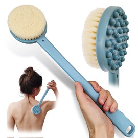 Bath Body Brush - 15" Long Handle Back Shower Brush Exfoliating Back, Body and Feet Scrubber