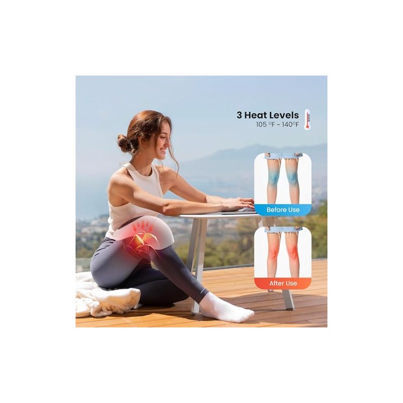 COMFIER Knee Massager, Wireless Knee Massager with 3 Adjustable Temperatures,
