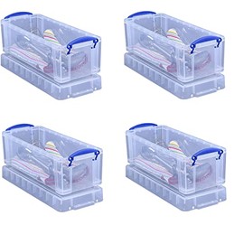 Really Useful Box Plastic Storage Box, 6.5 Liters, 17 1/2" x 7" x 6 1/4", Clear (Fоur Расk)