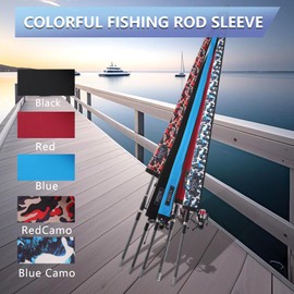 KPEPIX Neoprene Fishing Rod Sleeve for Casting, Trolling, Spinning Rods – Lightproof & Puncture Resistant Rod Cover – Fishing Pole Protective Case for Storage & Transportation(Red Camo, M)