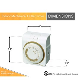 Woods 50001WD Indoor 24-Hour Heavy Duty Plug-In Mechanical Timer, 1 Grounded Outlet