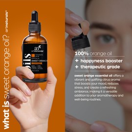 artnaturals Sweet Orange Essential Oil (4.0 Fl Oz / 118ml)- 100% Pure Undiluted Citrus Oil - Glass Bottle w/Dropper