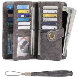 SENDEFN Wallets for Women Leather Credit Card Holder with RFID Blocking Large Capacity Wristlet