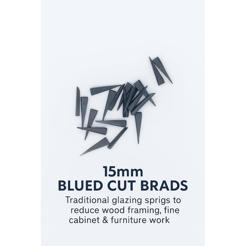 15mm Blued Cut Brads – 40g Pack | Traditional Glazing