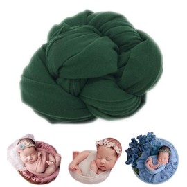 Coberllus Newborn Baby Photo Props Blanket Stretch without Wrinkle Wrap Milk Velvet Swaddle for Boys Girls Photography Shoot (Dark green)