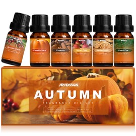 Autumn Fragrance Oil Set, Premium Fall Essential Oils for Diffuser and Candle Making -Cinnamon, Spiced Cider, Snickerdoodle, Autumn Wreath, Forest Pine, Pumpkin Spice, Holiday Scented Oils