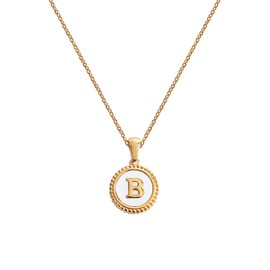 BIFACE Initial Necklaces for Women Gold Jewelry for Women 14K Gold Plated Letter Choker Necklaces Gold Jewelry Valentine's Day Gifts for Women Girl Shell, Stainless Steel, Cubic Zirconia