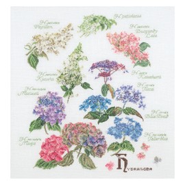 Thea Gouverneur - Cross Stitch Kit - Hydrangea Panel - Linen - 32 Count - Adult - 3067