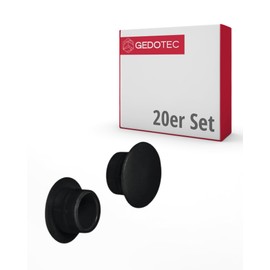 Gedotec Plastic Furniture Cover Caps | Pack of 20 Screw Covers Black | H1117 | End Caps for Screw Holes Round | Furniture Caps for Blind Bore Diameter 10 mm | Screw Covers