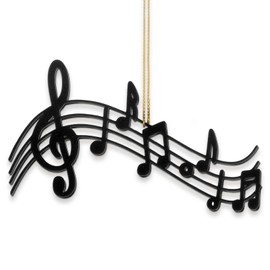 Soaoo Christmas Music Notes Ornament Black Treble Clef Musical Theme Christmas Tree Hanging Decoration Gift with Rope for Music Lovers Holiday Festive Party Favors