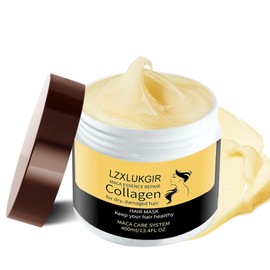 LZXLUKGIR Collagen Mask for Hair,Keratin Hair Mask for Damaged Hair,13.4 oz 400ml,Deep Conditioning Hair mask Essence,Moisturizing Mascarilla Para el Cabello,Keratina Para Alisar el Pelo