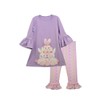 Bonnie Jean Lavender Pink Geo Foil Dot Easter Bunnies Ruffled