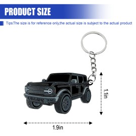 UHANBUT Bronco Car Keychain, Car Fob Cover Cool Mods Accessories, 4-Door Auto Key Fob Holder Compatible with Ford Bronco 2021 2022 2023 (Black)
