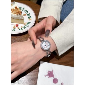 XCZAP Ladies Fashion Exquisite Compact Quartz Watch Elegant Luxury Silver Women Watches Designer Alloy Waterproof Bracelet Wristwatch (Silver Pink)