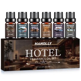 Hotel Diffuser Oils Gift Set - 6x10ML Luxury Hotel Scent Essential Oils Set for Diffuser, Candle Making - Premium Fragrance Oil, My Way, Ember, Dream On, Serene Coast, Midnight Velvet, Golden Bloom