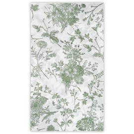 WRAPAHOLIC 50Pcs Sage Green Floral Guest Napkins - Sage Green and White Toile Paper Napkins for Bridal and Baby Shower, Tea Party, Garden Party, Birthday Party - 4.3 x 7.9 In