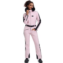 HOTIAN Womens Ski Suits Onesies Snowsuit Jumpsuits Winter Outdoor Sports Waterproof One Piece Snowboard Ski Outfits(Pink-XXS)