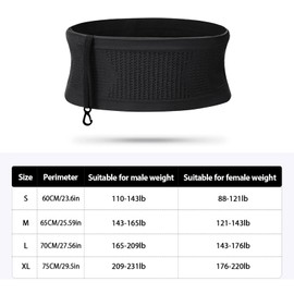 Viilich Belt Bag, Multifunctional, Breathable, Universal Concealed Knitted Waist Bag, Running Waist Bag with Large Capacity, Suitable for Running, Cycling, Jogging, black