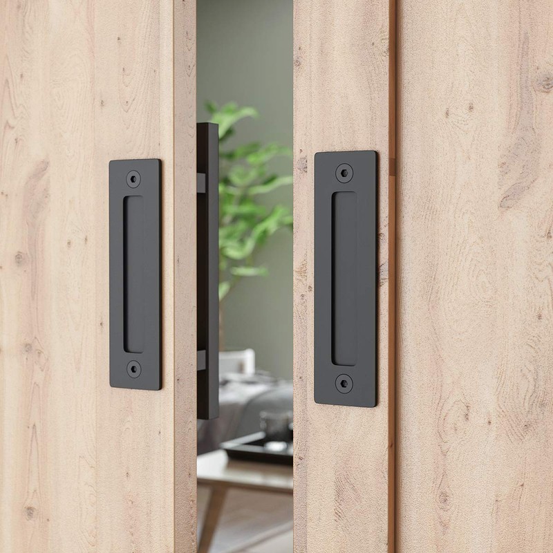 SMARTSTANDARD 2PCS 12" Pull and Flush Barn Door Handle Set,