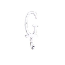 Hampton Nautical Whitewashed Cast Iron Letter G Alphabet Wall Hook 6" - Vintage Cast Iron - Cast
