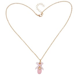 KZL Pink Ballerina Ballet Shoes Pendant Necklaces Crystal Ballets Dancer Charm Necklace for Women Adjustable Bow Bowknot Necklace Dance Recital Jewelry Costume Accessories Christmas Gifts