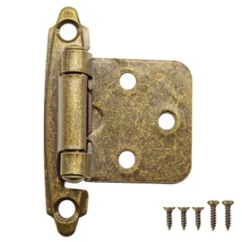 1/2" Overlay Kitchen Cabinet Door Hinges Antique Brass, 6 Pack (3 Pairs) Self Closing Cabinet Hardware Hinges for Face Frame Kitchen Cabinet Doors