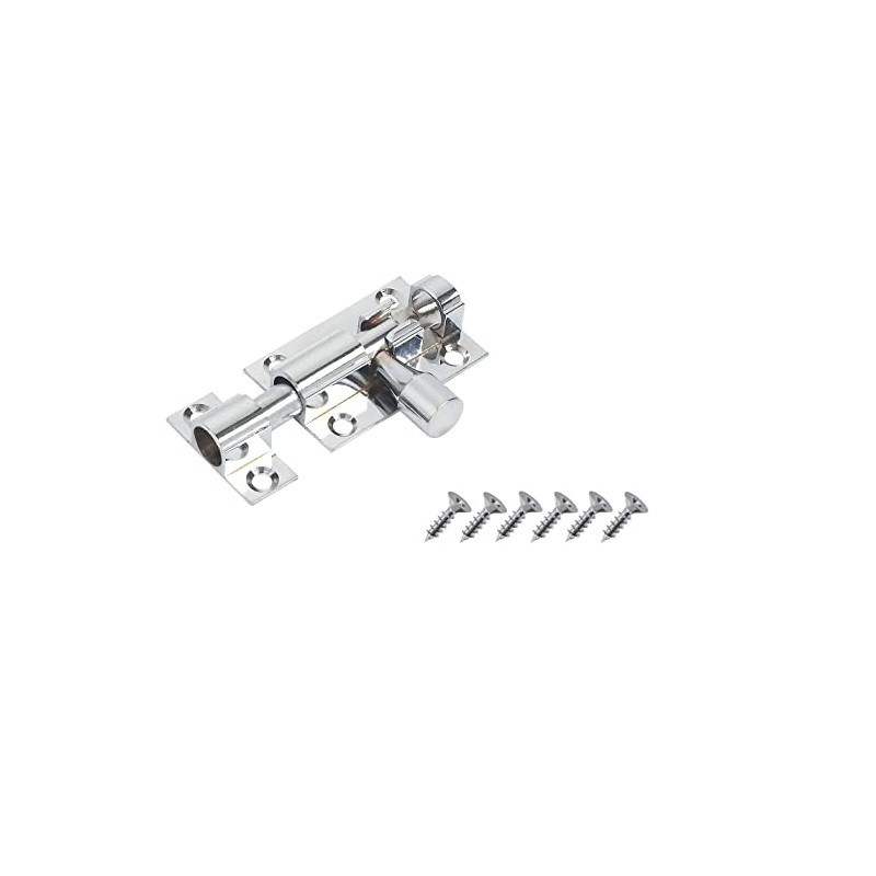 SISI UK® 38mm Door Bolt, Polished Chrome Barrel Door Bolt
