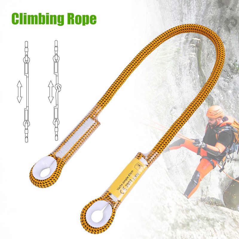 60/120/150cm Outdoor Survival Climbing Safety Rope with Ring Bearing(Yellow 60cm)