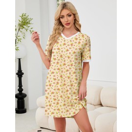 Chunoy Womens Floral Hospital Gown Short Sleeve Open Back Adaptive Nursing Dress Post Surgery Nightgown Floral Large