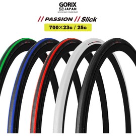 GORIX Road Bike Slick Tire 700×23C or 700×25C Cycling Bicycle (Passion) (700×23c, Black×Red(1 Tire))