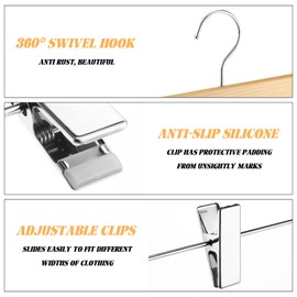 DoubleFill 4 Pcs Kilt Hanger 20 Inches Wooden Duty Skirt Hangers with 4 Clips for Closet (Wooden Color)