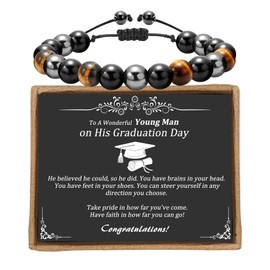Sereney Graduation Gifts for Him, 2025 Graduation Bracelet for High School Law College Master Degree Phd Graduates Grad Gifts Natural Stone Graduation Jewelry Gifts for Men