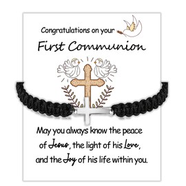 MKISHINE First Communion gift for Boys, Cross for Dad, Bonus Dad, Uncle, Son, Nephew, Grandson - Fathers Day Birthday Christmas First Communion Confirmation Baptism Christian Gift for Him, black