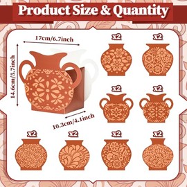 WATINC Mexican Paper Flower Vase - 16Pcs Mexicanos Clay-Colored De Barro Flower Vases for Cinco De Mayo, Cielito Lindo Party Decoration for Terracotta Hue Gift Boxes Table Centerpiece Decor