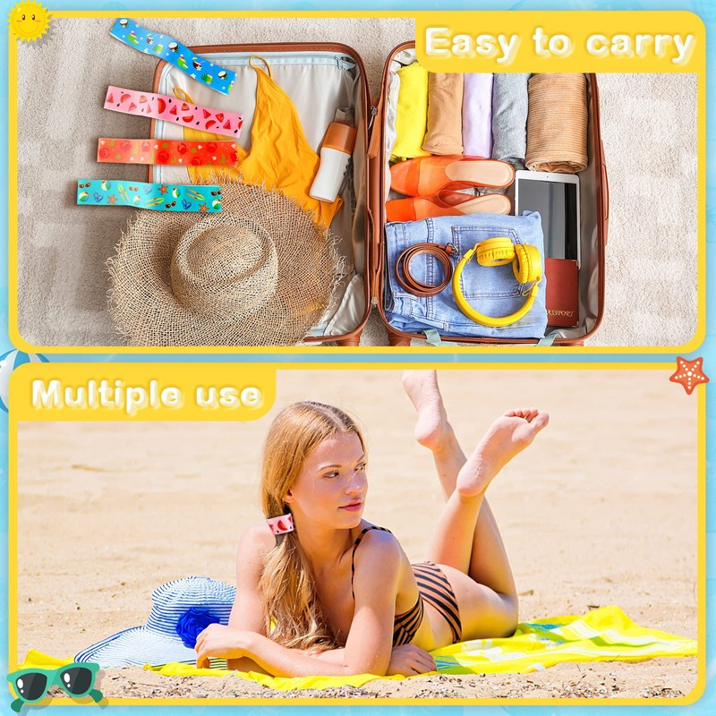 8 Pack Towel Bands for Chairs - Towel Clips and