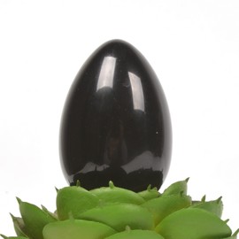 Justinstones Natural Black Obsidian Gemstone Egg Crystal Healing Chakra Meditation Home Office Decor Stone with Stone Stand