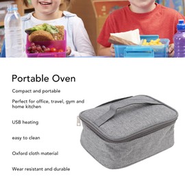 Sanpyl Mini Portable Oven, USB Portable Food Lunch Heating Bag for Office Home Car Truckers, 5V Mini Heated Lunch Box, Oxford Cloth Material